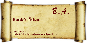 Boskó Ádám névjegykártya